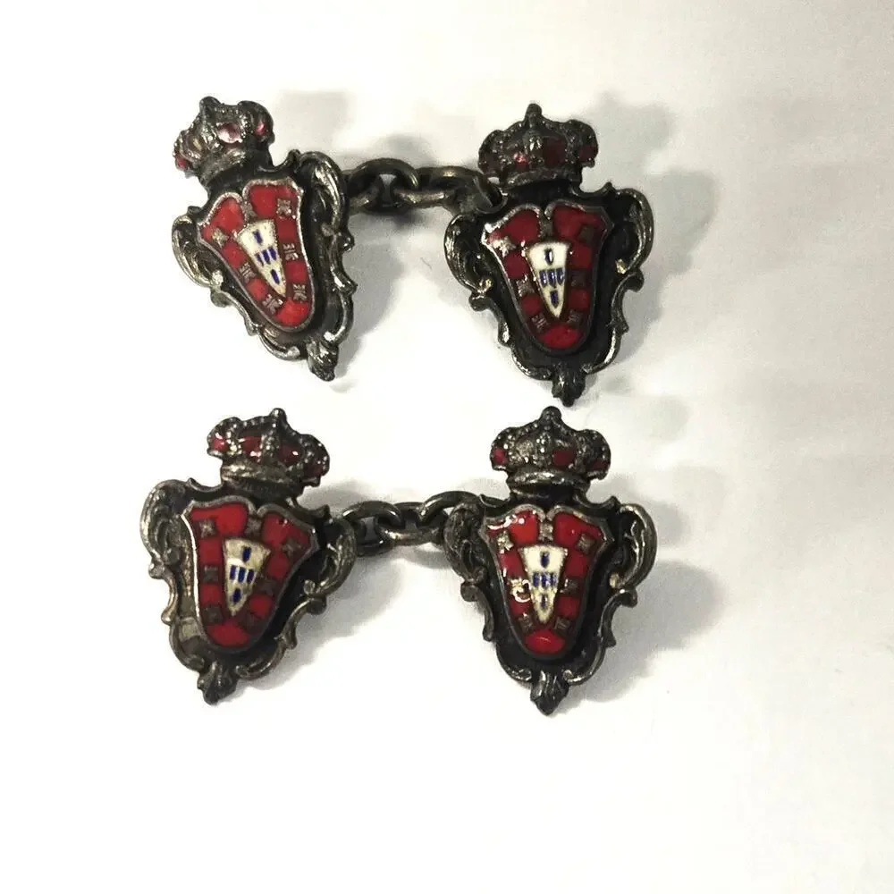 Military Monarchy Rosas De Portugal Cufflinks Pre-Owned  VTG